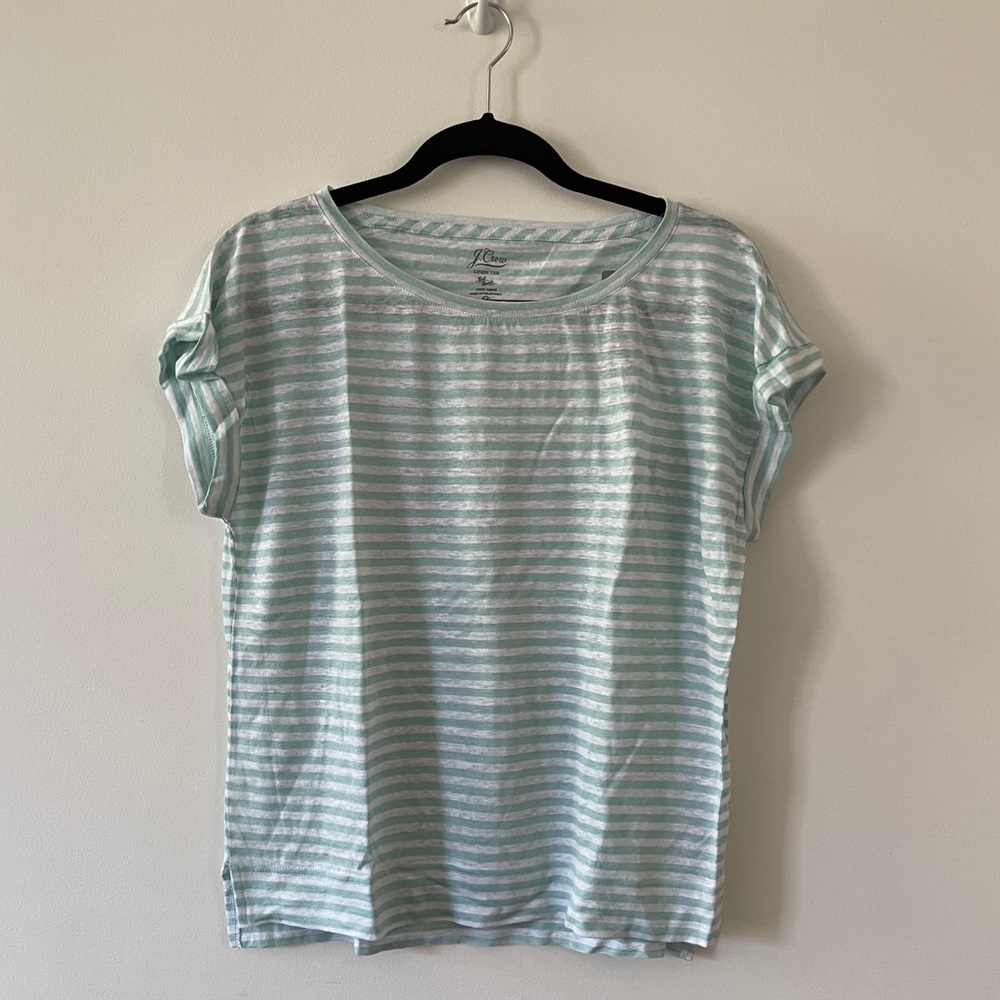 J Crew Striped Linen Tee